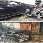 Mobil Sedan Tabrak Motor dan Gerobak Pedagang di Kota Bekasi