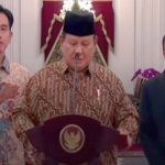 Presiden RI Prabowo Subianto, Wakil Presiden RI Gibran Rakabuming Raka dan Ketua Harian Partai Gerindra Sufmi Dasco Ahmad